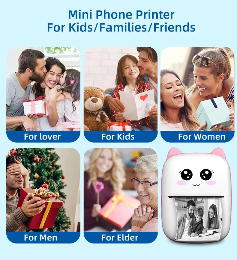 Mini Impresora Portátil Bluetooth - Sin Tinta (Cute Cat)