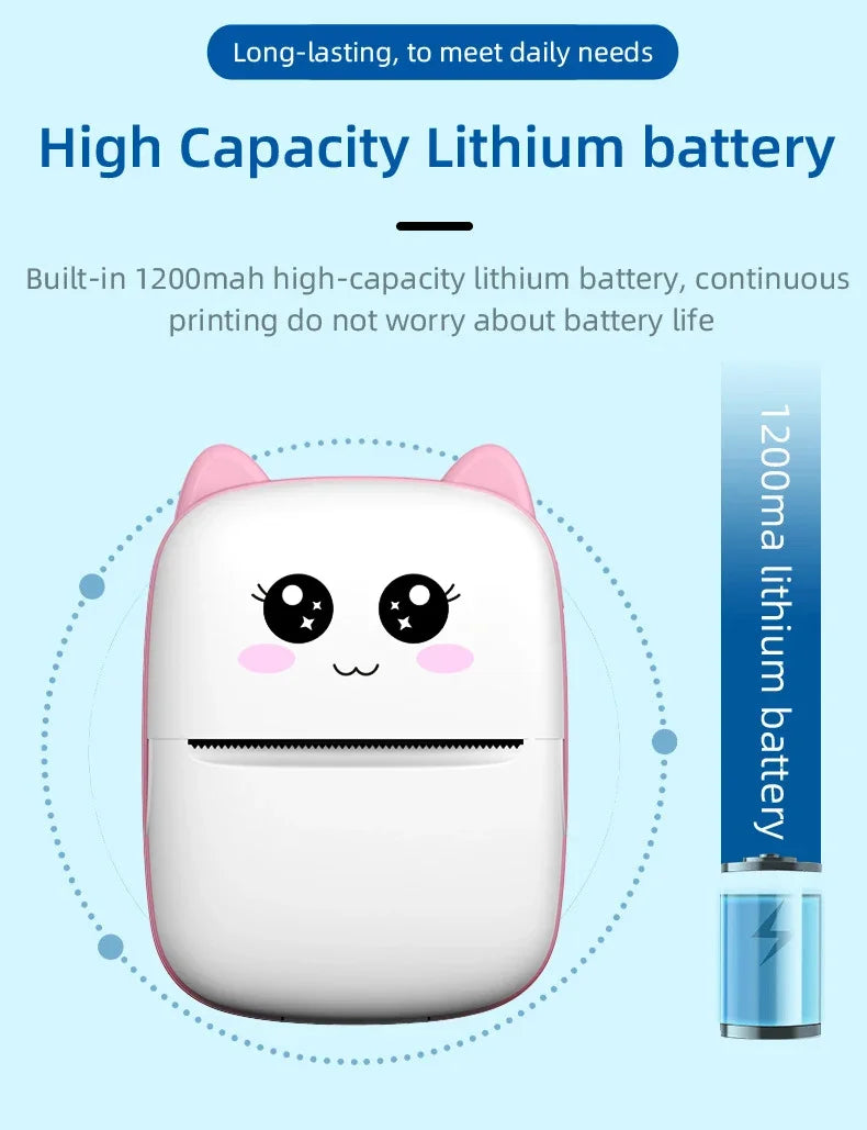 Mini Impresora Portátil Bluetooth - Sin Tinta (Cute Cat)