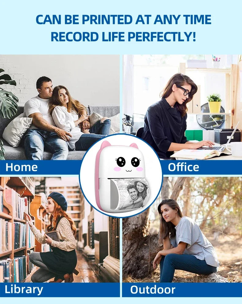 Mini Impresora Portátil Bluetooth - Sin Tinta (Cute Cat)